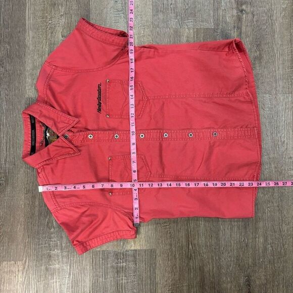 HARLEY-DAVIDSON WOMENS SHIRT SHORT SLEEVES MEDIUM METAL STARS - Picture 4 of 4